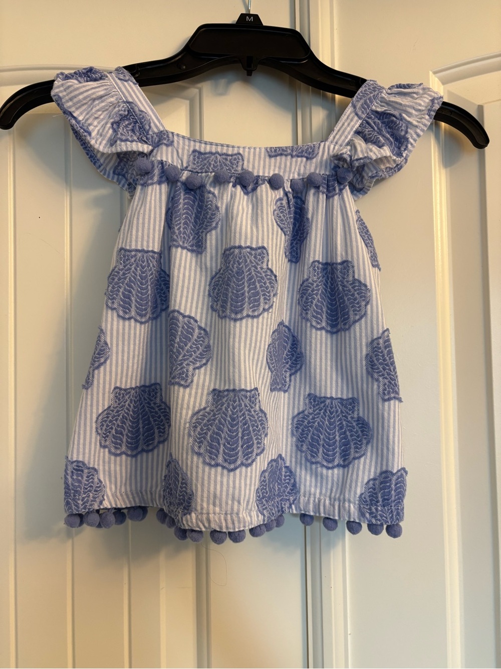 Girls Lavender Shell-Print Ruffle Tank Top - Picture 2 of 5